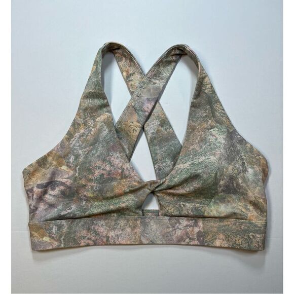 Fabletics Oasis Twist Sports Bra Moonrock Swirl Open Cross Back Size Extra Large - Picture 2 of 9